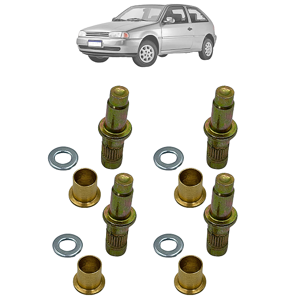 Kit 04 Pino Dobradiça Porta Com Bucha Metal Gol Parati Saveiro 1995 Até 2020