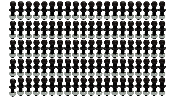 Kit 100 Parafusos M6 Esférico Com Porca Capô Amortecedor Porta Malas Universal