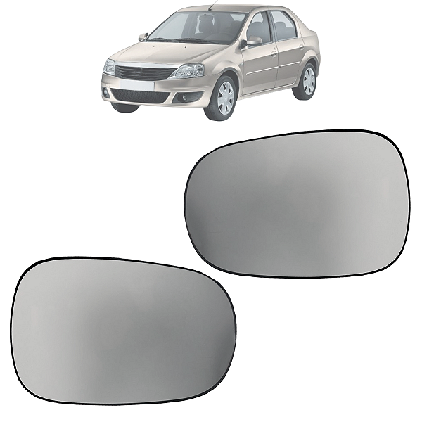 Par Lente Espelho Retrovisor Com Base Clio Logan 2007 Até 2009
