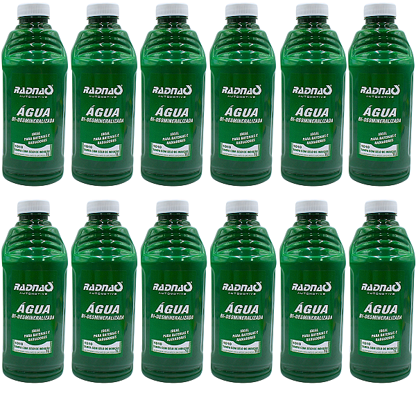 Kit 12 Aguas Bi-Desmineralizada 1Litro Bateria Radiador