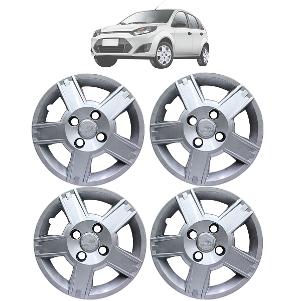 Jogo Calota Aro 14 Fiesta Sedan/Hatch 2008 2009 2010 Prata