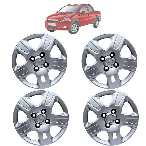 Jogo Calota Aro 14 Fiat Strada 2013 2014 2015 2016 Até 2020
