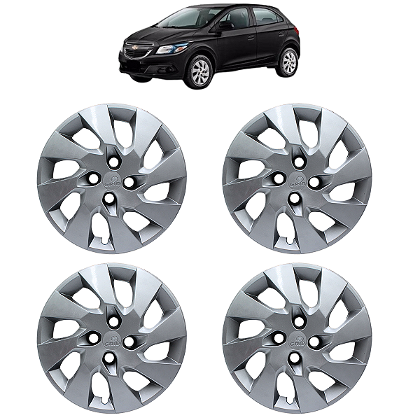 Jogo 4 Calotas Aro 15 Onix Prisma 2012 2013 2014 2015 Prata