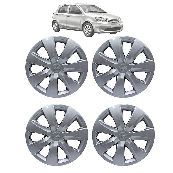 Calota Adap. Etios Hatch Sedan 2013 A 2021 Aro 14 Jogo Prata