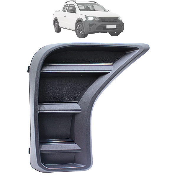 Moldura Farol Milha Grade Saveiro 2023 2024 Preta Sem Furo