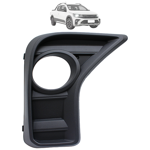 Grade Moldura Farol Milha Saveiro 2023 2024 Preta Com Furo