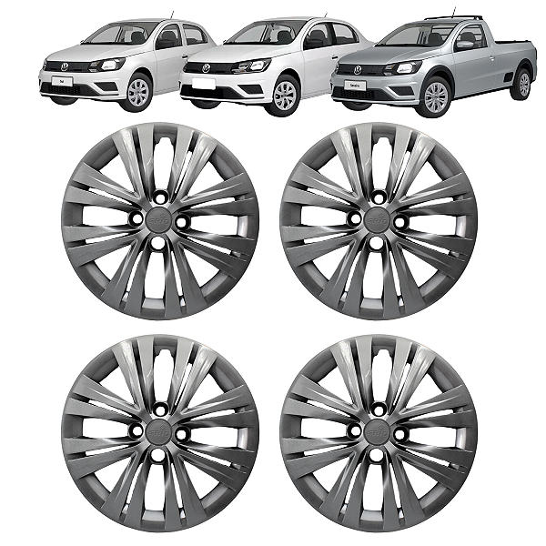 Jogo 4 Calotas Gol Voyage Saveiro 2023 Aro 15 Prata