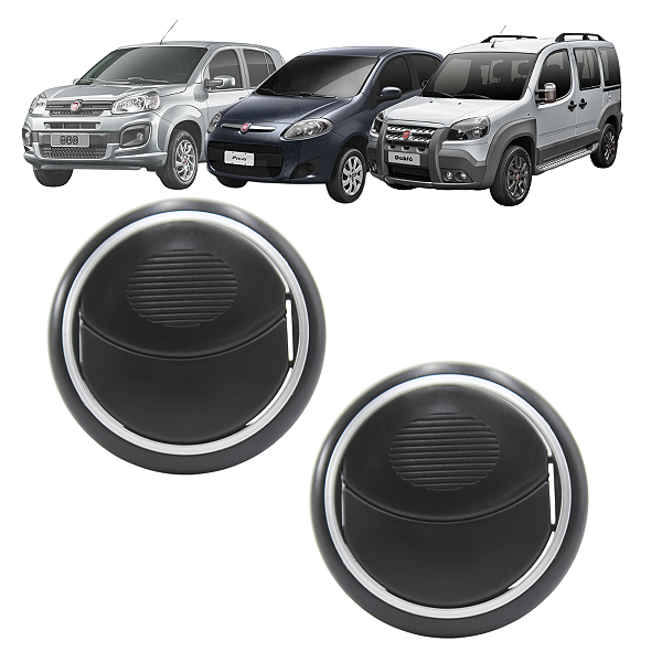 Kit 2 Difusor Saída Ar Uno 2017 Até 2021 Doblo 2002 Até 2021 Preto