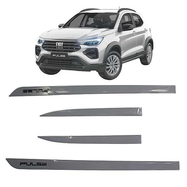 Jogo Friso Lateral Porta Fiat Pulse Cinza Strato 2021 2022 2023