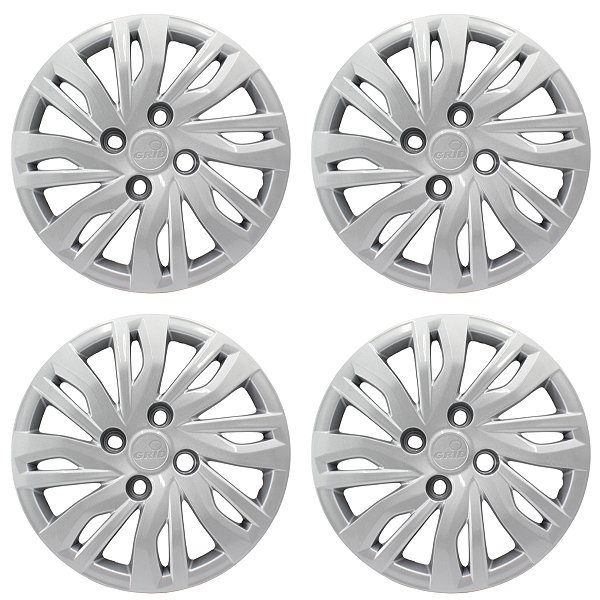 Kit 4 Calota Ford Ka Hatch Sedan 2014 a 2020 Prata Aro 14