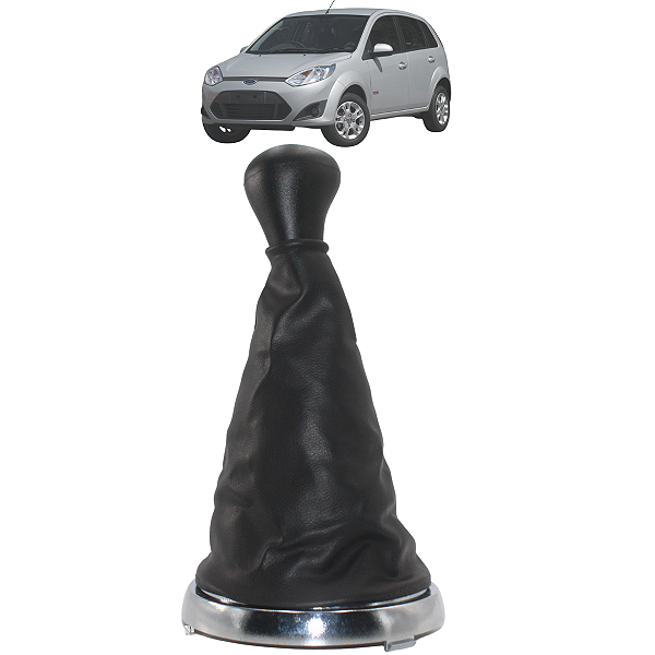 Kit Manopla Câmbio Marcha Bola Coifa Fiesta 2003 Até 2011 Resina Preta