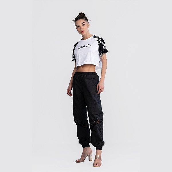 Cropped Malha Streetwear Branco/Preto Labellamafia