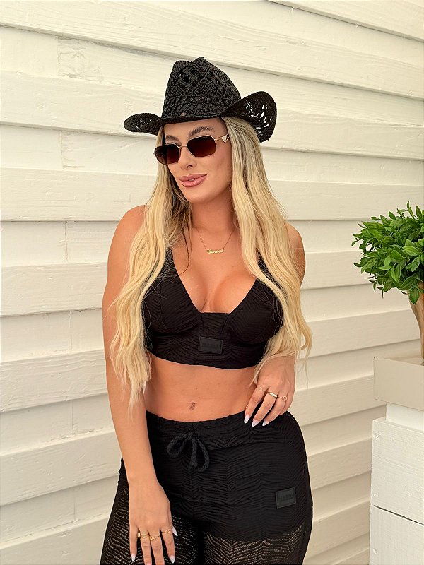 CONJUNTO CROPPED E CALCA PRAIA RESORT CROCHE MARIA GUEIXA