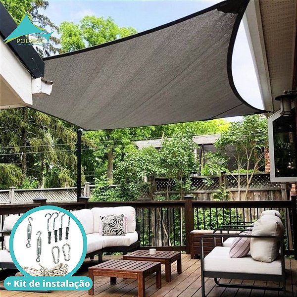 Tela Toldo de Sombreamento Prata 2x2 +Kit de instalação