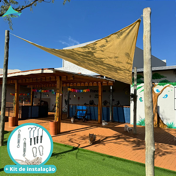 Tela Toldo de Sombreamento Palha 3x3x3 +Kit de instalação