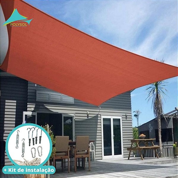 Tela Toldo de Sombreamento vermelha 4x3 +Kit de instalação