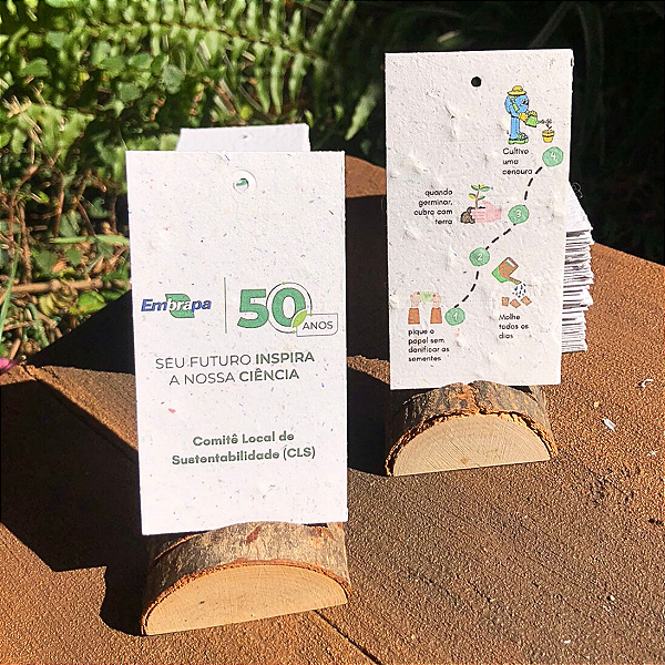 tag etiqueta em papel semente plantável 5x9cm com furo