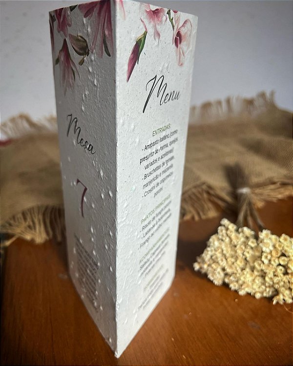 Prisma triangular Menu de mesa com identificação no tamanho A4