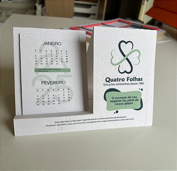 Calendário personalizável em Papel Semente Plantável