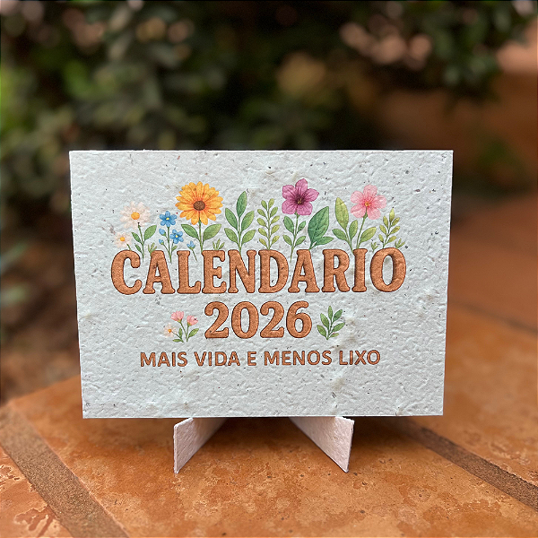 Calendário horizontal em Papel Plantável com base, produto personalizável