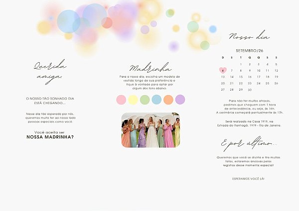 Convite de padrinhos casamento A4 com vinco