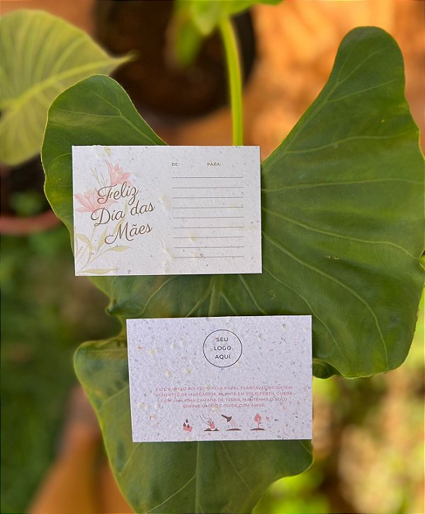 cartão de agradecimento plantável tamanho 7x10cm dia das mães