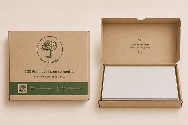 kit folhas A4 em papel semente em branco