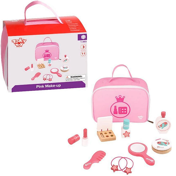 Maleta de Maquiagem Infantil 11 Peças Madeira Tooky Toy