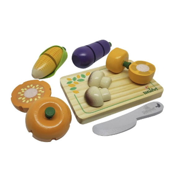 Kit 5 Legumes com Corte + Faca + Tabua