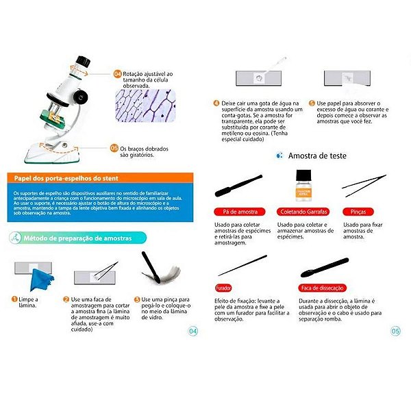 Novo Cientista Microscópio Infantil - Kit Educacional STEM para Crianças