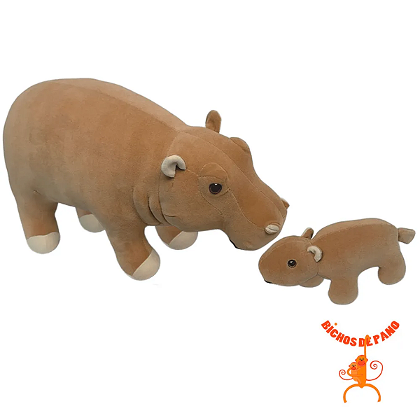 Hipopótamo Pelúcia Fêmea C 1 Filhote Bichos De Pano Original