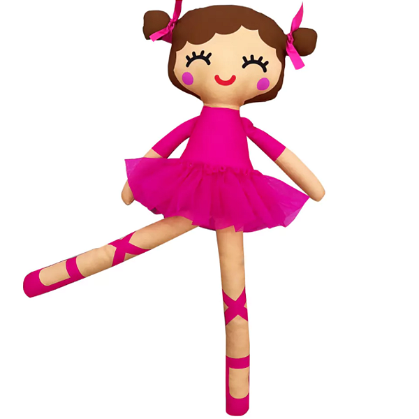 Boneca de Pano Bailarina Helena GG 62cm Pink Articulada