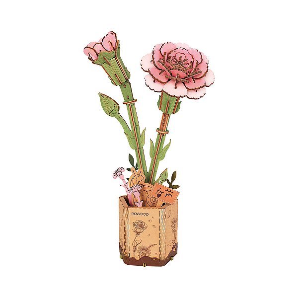 Rowood TW051 Pink Carnation Madeira Quebra-Cabeça 3D