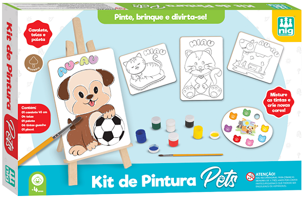 Kit de Pintura Pets NIG Cavalete e Telas de Madeira