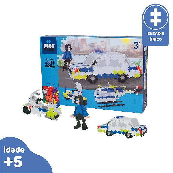 Plus-Plus Mini 3em1 Polícia Basic Brinquedo Montar 480