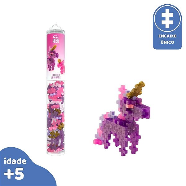 PlusPlus Tubo Unicórnio Glitter 100pcs Brinquedo Montar