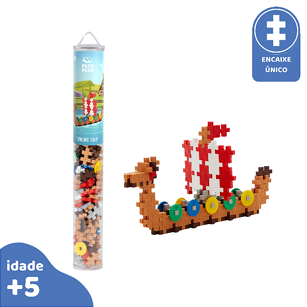 PlusPlus Tubo Viking Ship 100pcs Brinquedo de Montar