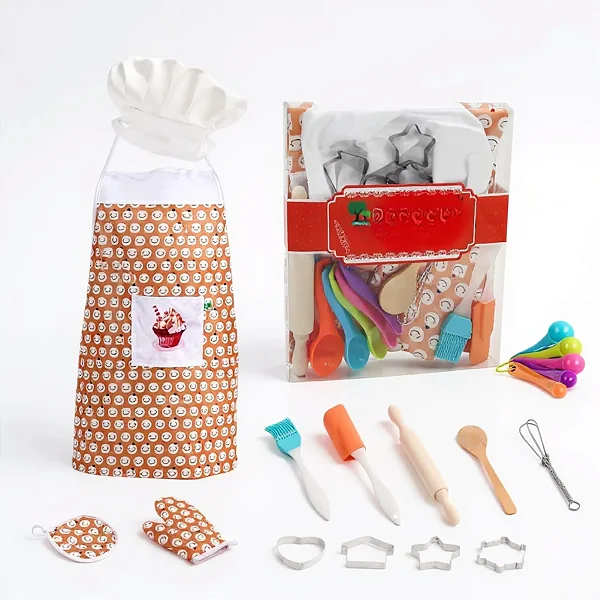 Kit Utensílios de Cozinha com Avental Infantil 14 Pcs