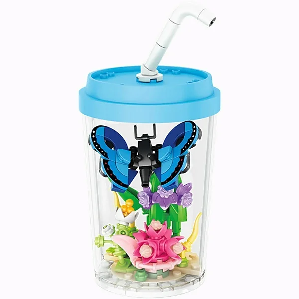 Copo de Blocos de Montar Borboleta 140 Peças Infantil
