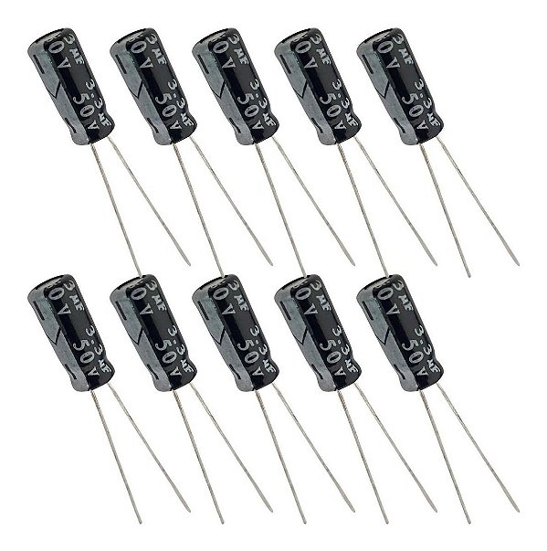 Capacitor Eletrolítico 3,3uF / 50V - 10 Peças