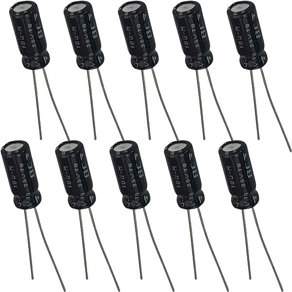 Capacitor Eletrolítico 10uF / 35V - 10 Peças