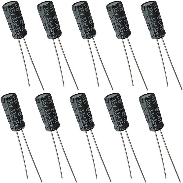 Capacitor Eletrolítico 33uF / 35V - 10 Peças
