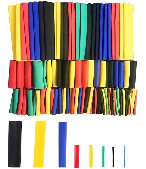Kit Espaguete Isolante Tubo Termo Retrátil Colorido - 164 Peças