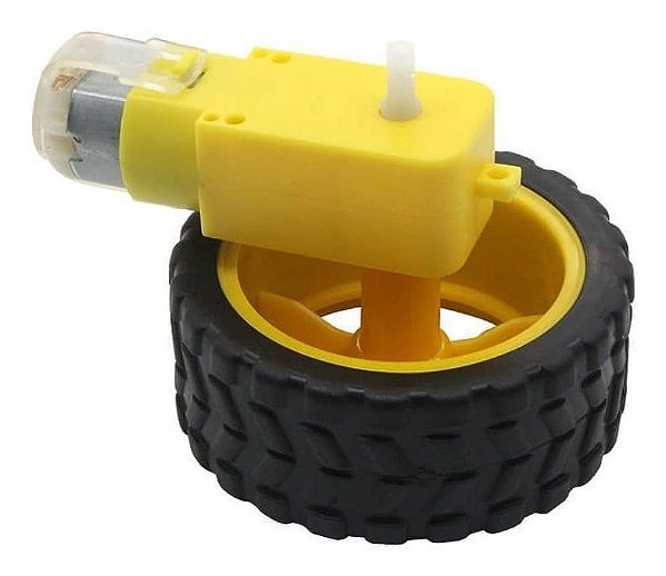 Kit Motor Dc 3-6V + Roda 68mm para Robótica