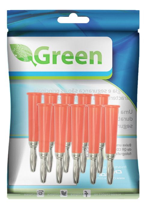 Plug Conector Pino Banana 4mm Vermelho - 10 Peças