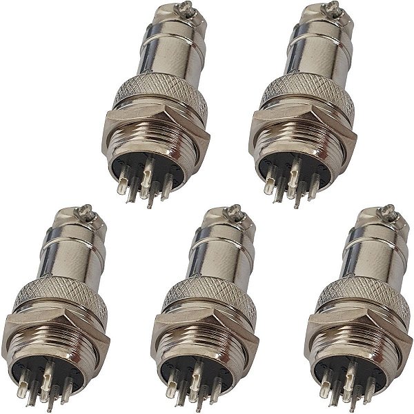 Kit 5X Conector Mike 6 Vias Macho Femea