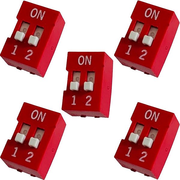 Chave Dip Switch 2 Vias 180° - Pacote Com 5 Peças