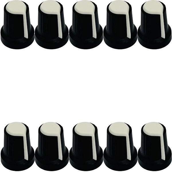 Knob Potenciômetro Eixo Estriado 6mm Branco - 10 Peças