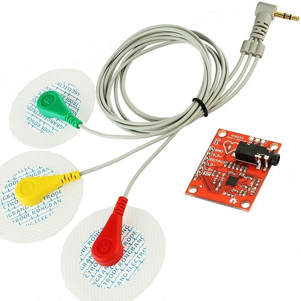 Sensor Cardíaco Arduino AD8232 ECG + Cabo Triplo e Eletrodos.