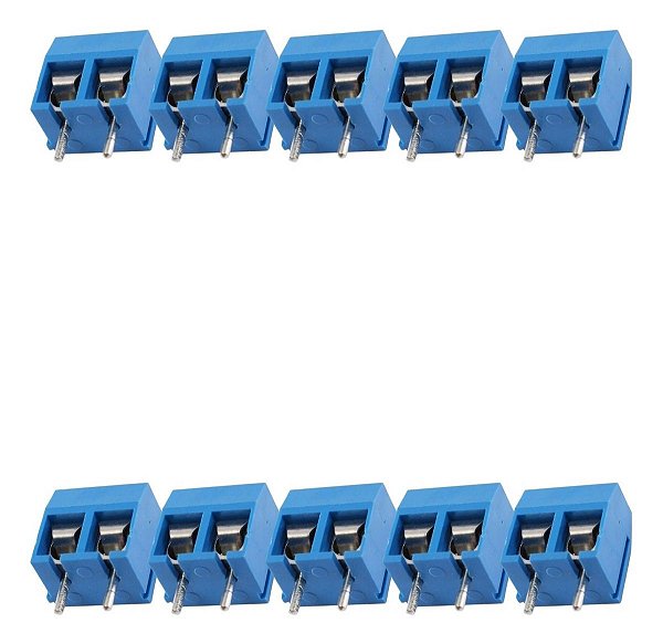 Borne Kre 2 Vias Azul - KF301-2T - 5,08Mm - Mini - Kit 10 Peças